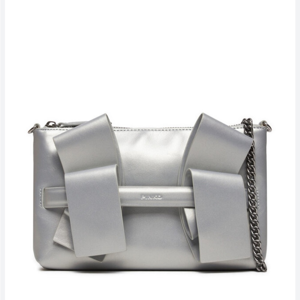 PINKO Aika Bow Flat Leather Crossbody Bag NWT